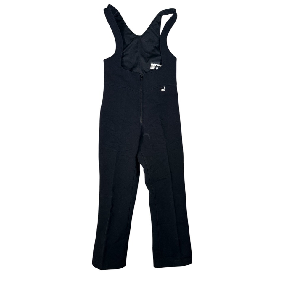 Vintage Fera High Waist Bib Ski Pants Womens 14R Black Wool Blend Swiss Fabric